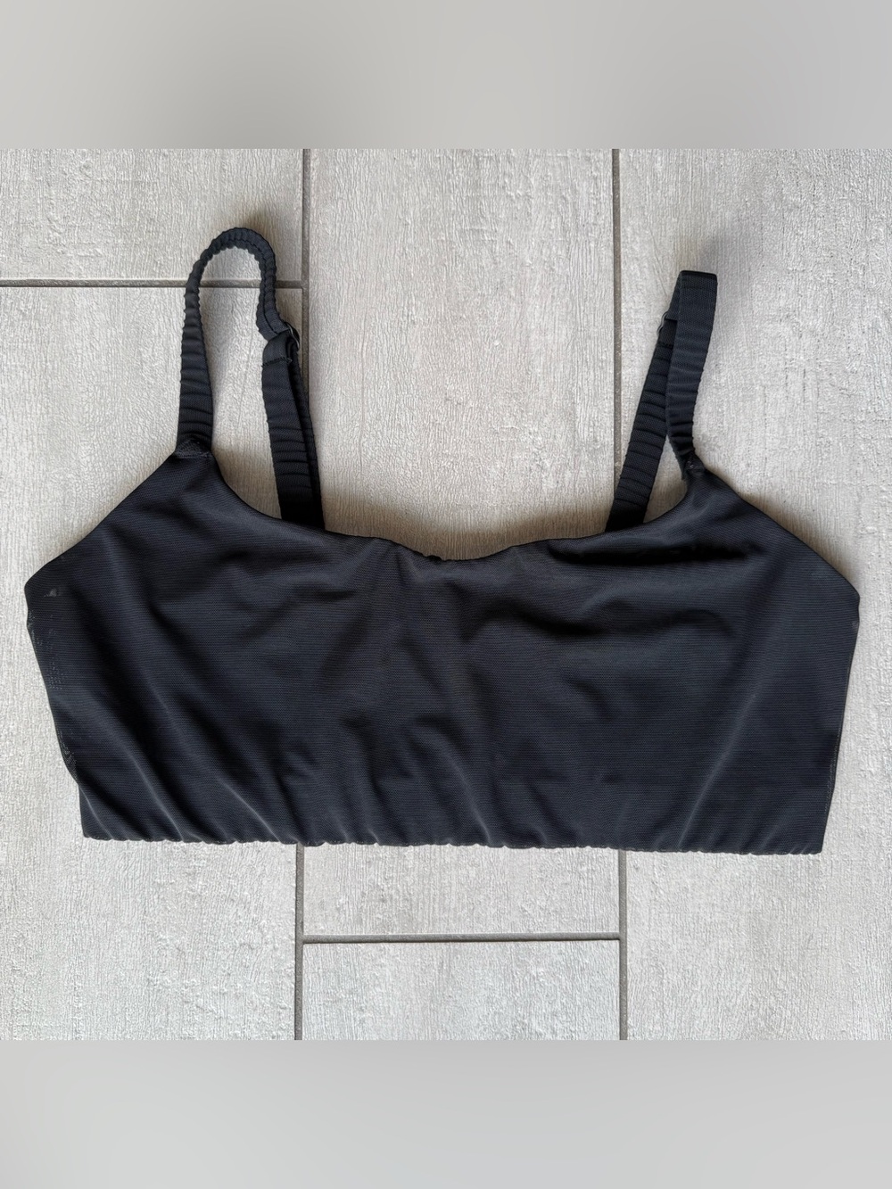 SKIMS Mesh Bralette Women 2X Charcoal Black Sheer Scoop Neck Adjustable Straps